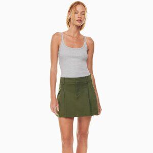 Aritzia Sunday Best Rider Skirt olive green Pleated Zipper Mini A-Line Skirt